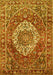 Machine Washable Medallion Yellow Traditional Rug, wshtr1160yw