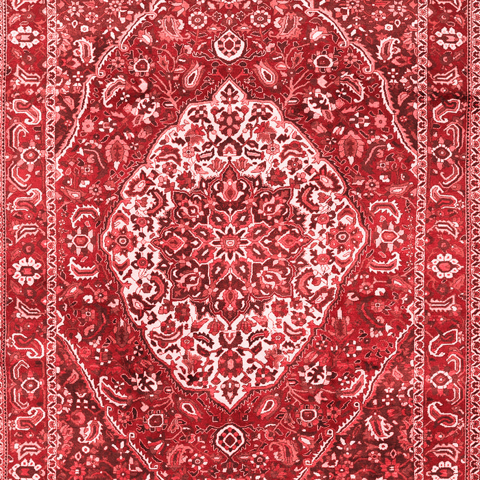 Machine Washable Medallion Red Traditional Rug, wshtr1160red