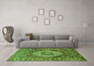 Machine Washable Medallion Green Traditional Area Rugs in a Living Room,, wshtr1160grn