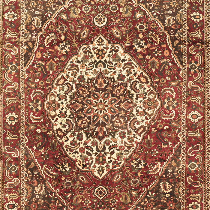 Machine Washable Medallion Brown Traditional Rug, wshtr1160brn