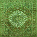 Round Machine Washable Medallion Green Traditional Area Rugs, wshtr1160grn