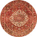 Machine Washable Medallion Orange Traditional Area Rugs, wshtr1160org