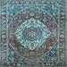 Square Medallion Light Blue Traditional Rug, tr1160lblu