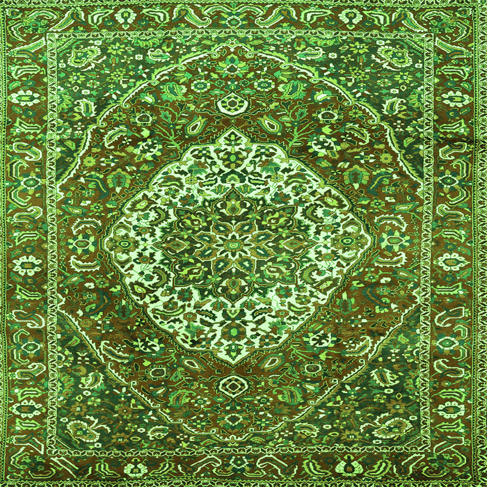 Serging Thickness of Medallion Green Traditional Rug, tr1160grn