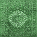 Square Medallion Emerald Green Traditional Rug, tr1160emgrn