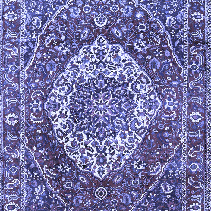 Machine Washable Medallion Blue Traditional Rug, wshtr1160blu