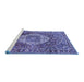 Sideview of Machine Washable Medallion Blue Traditional Rug, wshtr1160blu