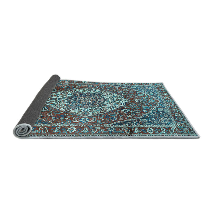 Sideview of Medallion Light Blue Traditional Rug, tr1160lblu