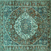 Square Medallion Turquoise Traditional Rug, tr1160turq