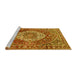 Sideview of Machine Washable Medallion Yellow Traditional Rug, wshtr1160yw