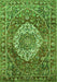 Serging Thickness of Machine Washable Medallion Green Traditional Area Rugs, wshtr1160grn