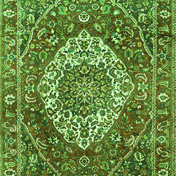 Serging Thickness of Machine Washable Medallion Green Traditional Area Rugs, wshtr1160grn