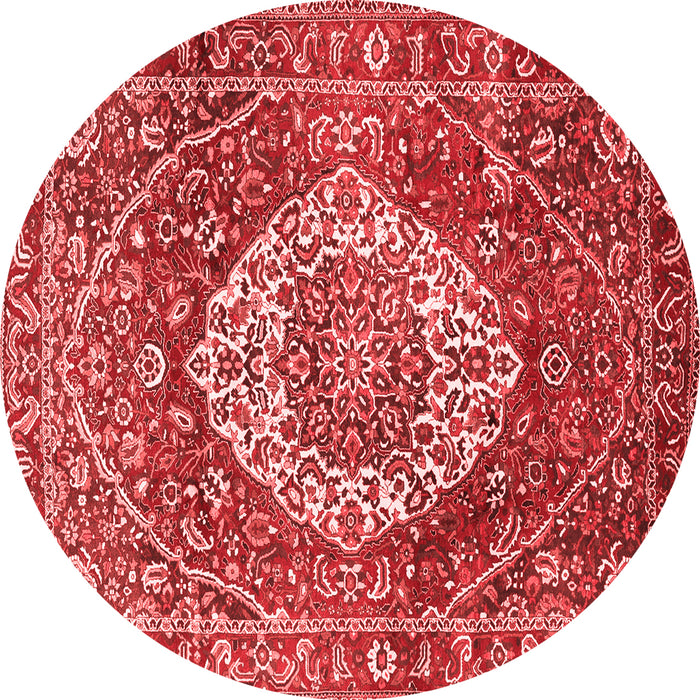 Machine Washable Medallion Red Traditional Rug, wshtr1160red