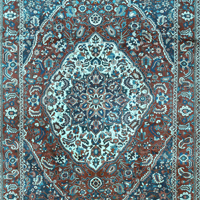 Machine Washable Medallion Light Blue Traditional Rug, wshtr1160lblu