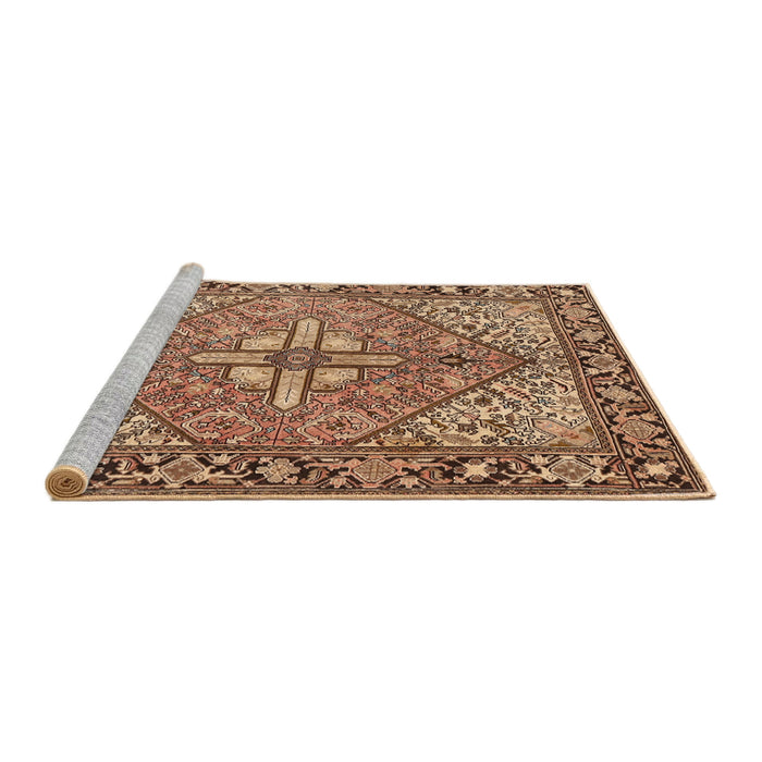 Sideview of Machine Washable Traditional Dark Sienna Brown Rug, wshtr1161