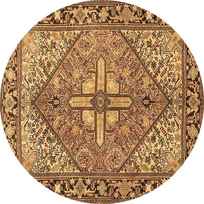 Round Persian Brown Traditional Rug, tr1161brn