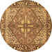 Round Persian Brown Traditional Rug, tr1161brn