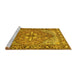 Sideview of Machine Washable Persian Yellow Traditional Rug, wshtr1161yw