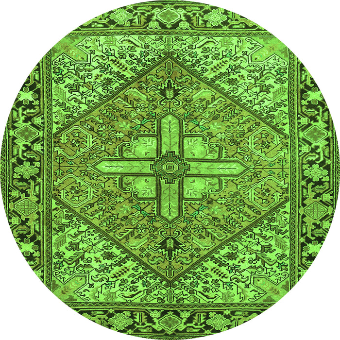 Square Persian Green Traditional Rug, tr1161grn