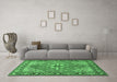 Machine Washable Persian Emerald Green Traditional Area Rugs in a Living Room,, wshtr1161emgrn