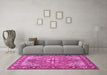 Machine Washable Persian Pink Traditional Rug in a Living Room, wshtr1161pnk