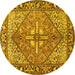 Round Persian Yellow Traditional Rug, tr1161yw