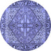 Round Persian Blue Traditional Rug, tr1161blu