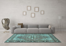 Machine Washable Persian Light Blue Traditional Rug in a Living Room, wshtr1161lblu