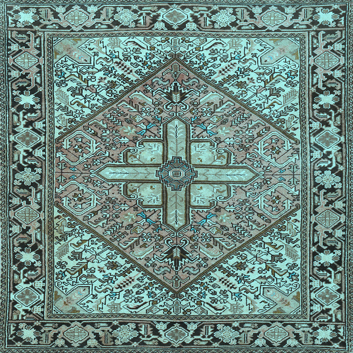 Square Machine Washable Persian Light Blue Traditional Rug, wshtr1161lblu