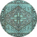 Round Persian Light Blue Traditional Rug, tr1161lblu