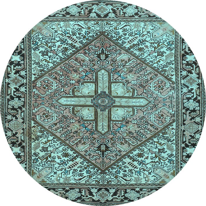 Round Machine Washable Persian Light Blue Traditional Rug, wshtr1161lblu