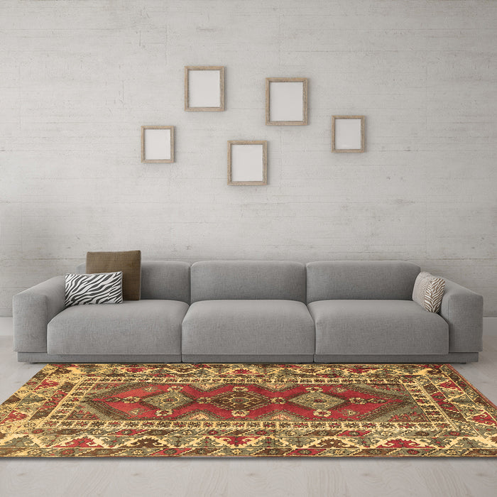 Machine Washable Persian Brown Traditional Rug in a Living Room,, wshtr1162brn