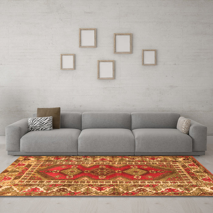 Machine Washable Persian Orange Traditional Area Rugs in a Living Room, wshtr1162org