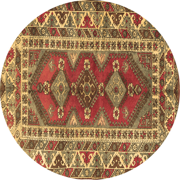 Round Machine Washable Persian Brown Traditional Rug, wshtr1162brn