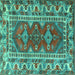 Square Machine Washable Persian Turquoise Traditional Area Rugs, wshtr1162turq