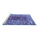 Sideview of Machine Washable Persian Blue Traditional Rug, wshtr1162blu