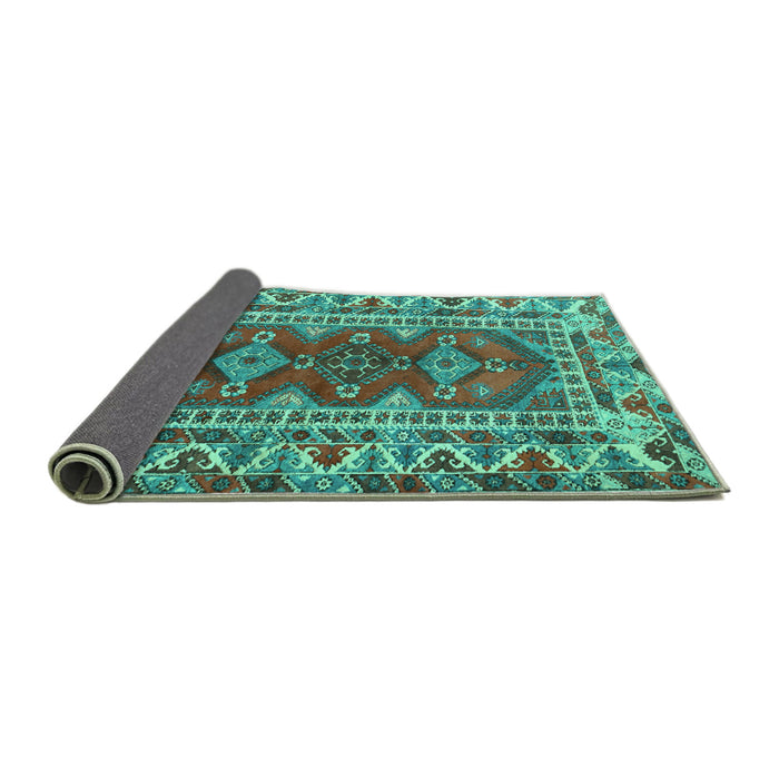 Sideview of Persian Turquoise Traditional Rug, tr1162turq