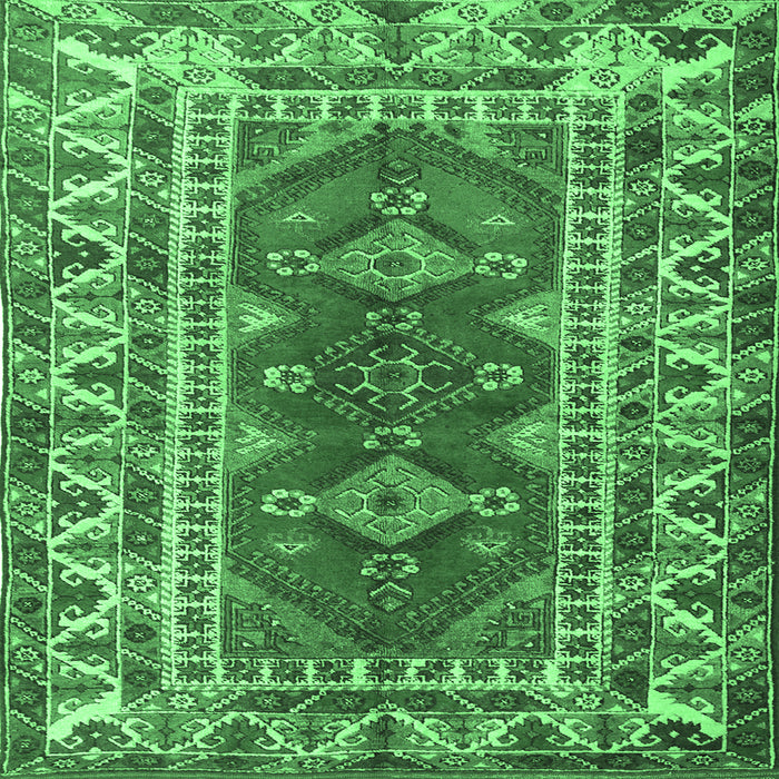 Square Persian Emerald Green Traditional Rug, tr1162emgrn