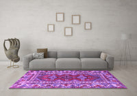 Machine Washable Persian Purple Traditional Rug, wshtr1162pur