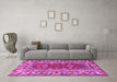 Machine Washable Persian Pink Traditional Rug in a Living Room, wshtr1162pnk