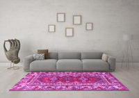 Machine Washable Persian Pink Traditional Rug, wshtr1162pnk