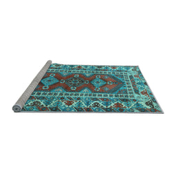Sideview of Machine Washable Persian Light Blue Traditional Rug, wshtr1162lblu