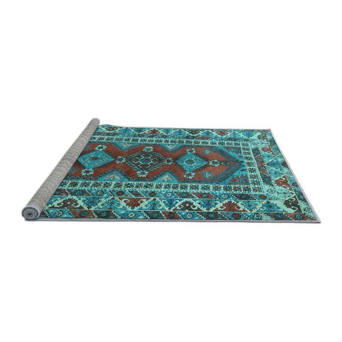 Sideview of Machine Washable Persian Light Blue Traditional Rug, wshtr1162lblu