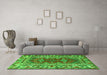 Machine Washable Persian Green Traditional Area Rugs in a Living Room,, wshtr1162grn