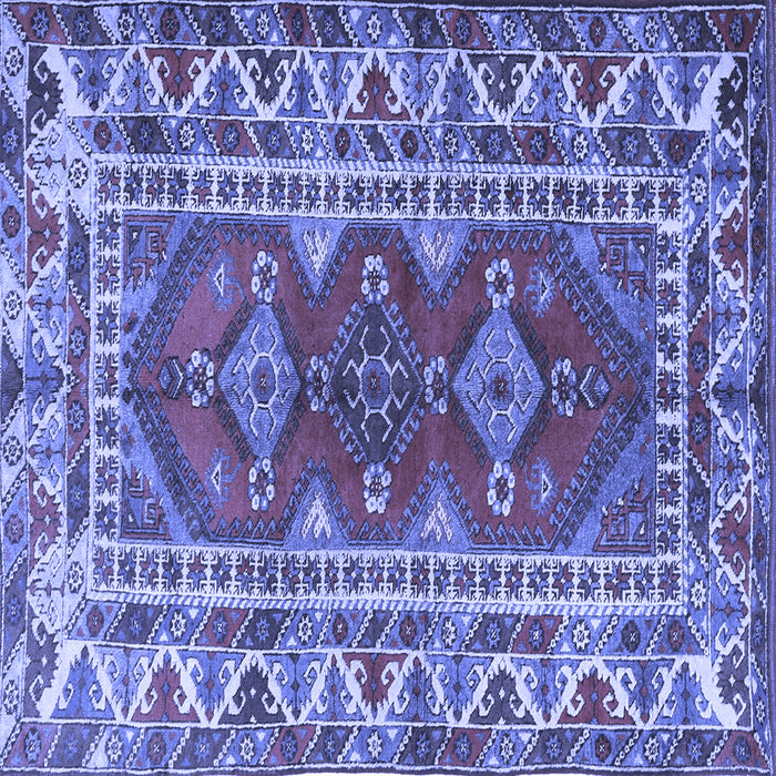 Square Machine Washable Persian Blue Traditional Rug, wshtr1162blu