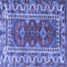 Square Machine Washable Persian Blue Traditional Rug, wshtr1162blu