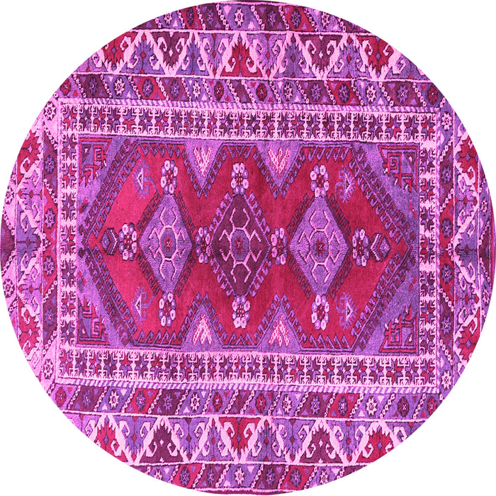 Round Machine Washable Persian Pink Traditional Rug, wshtr1162pnk