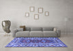 Machine Washable Persian Blue Traditional Rug in a Living Room, wshtr1162blu