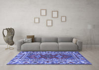 Machine Washable Persian Blue Traditional Rug, wshtr1162blu