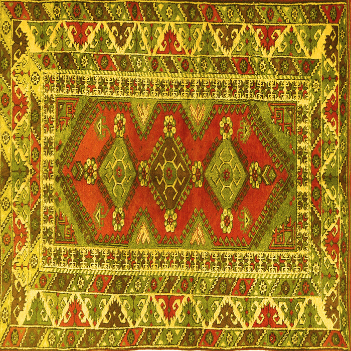 Square Machine Washable Persian Yellow Traditional Rug, wshtr1162yw